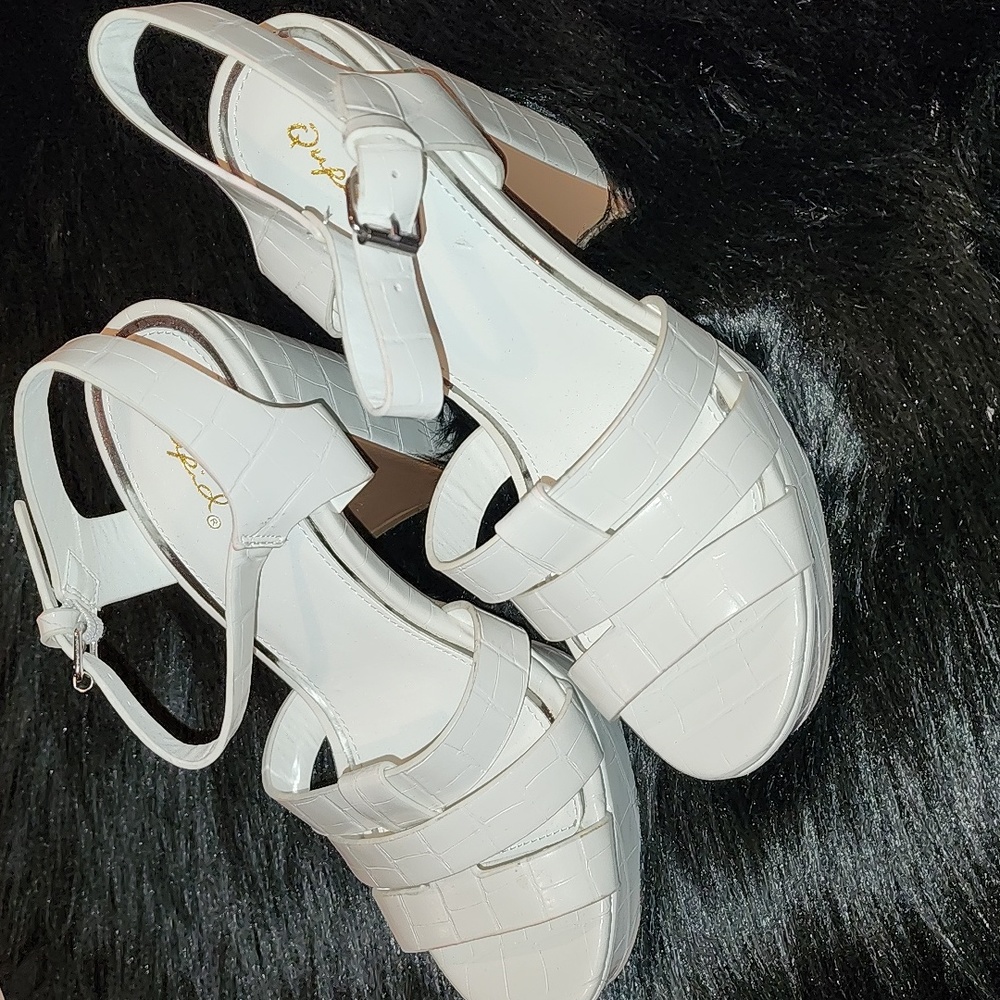 Qupid White Platform Sandals
